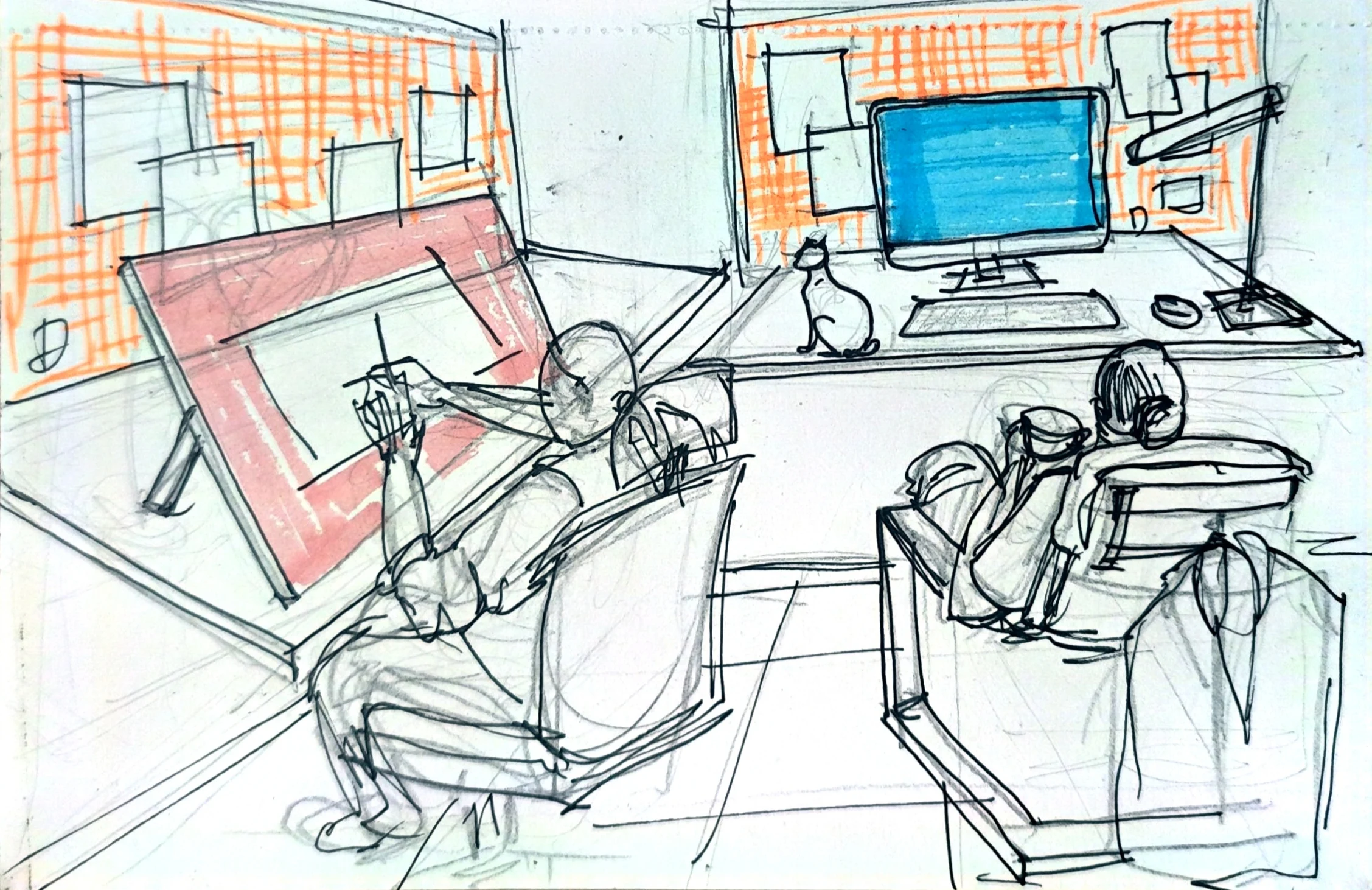 Sketches 02 - People, artwork 1 by Abhijith