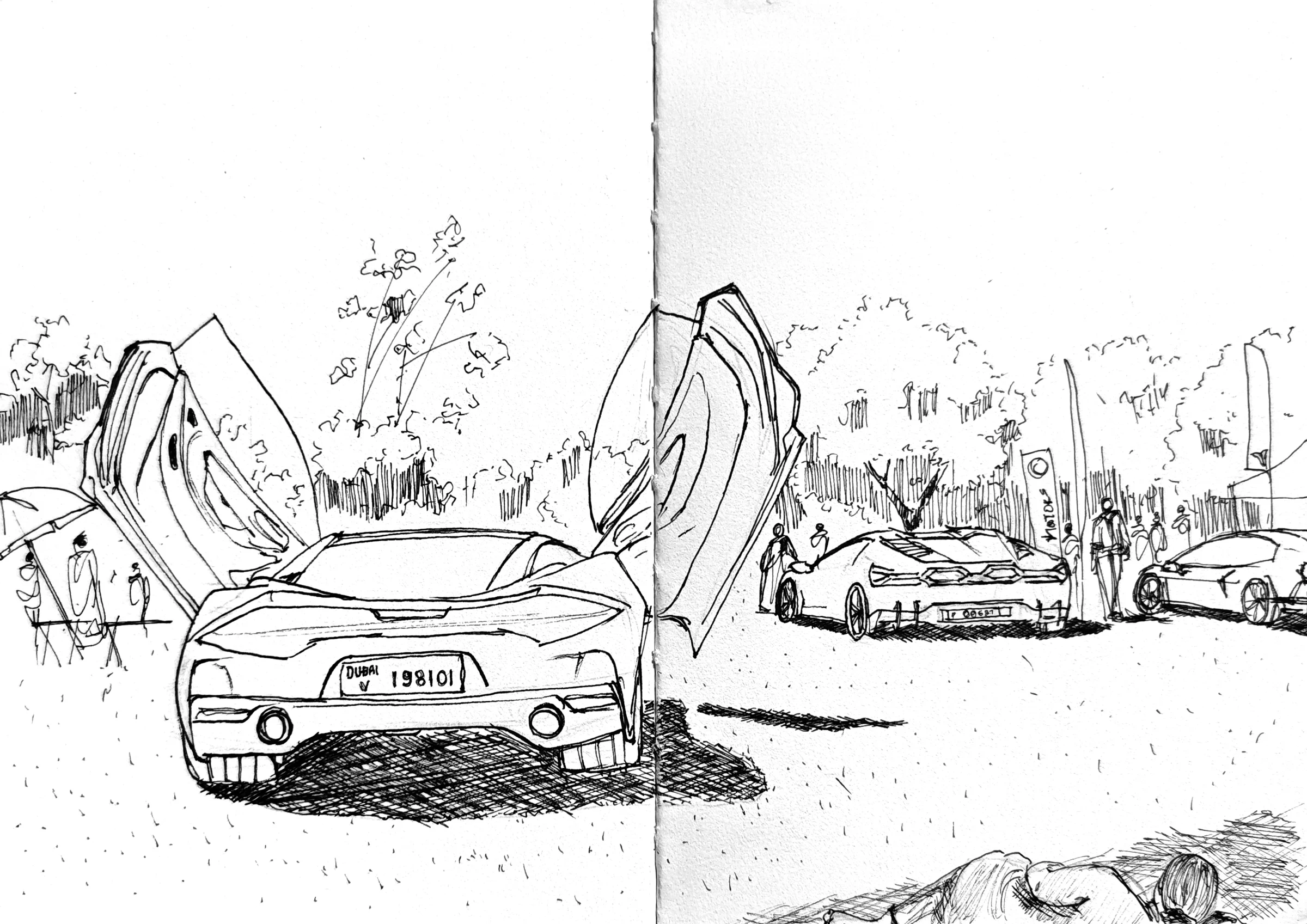 Sketches 08 - Car Show, artwork 3 by Abhijith